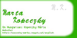 marta kopeczky business card