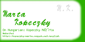 marta kopeczky business card